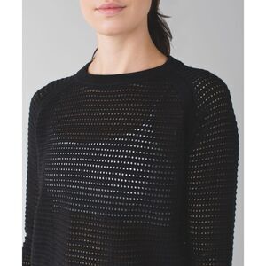 Lululemon Pointelle-Knit Cotton Sweater | Black | Size: 6 |